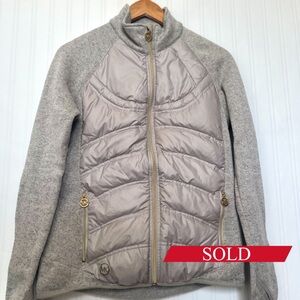 Michael Kors silver gray cold weather jacket with thumbhole sleeves